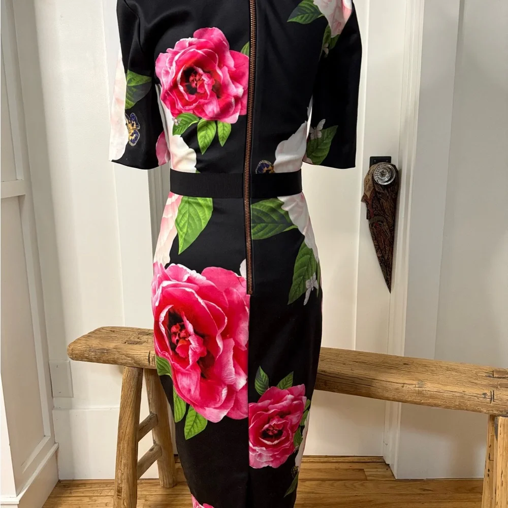 Ted Baker Black Dress with Floral Accents - Picture 3 of 5